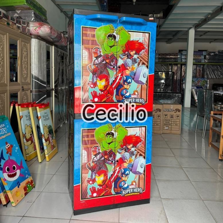 NAIBA Lemari Pakaian Anak Jumbo 4 susun + Kunci (Karakter Naiba 9564)