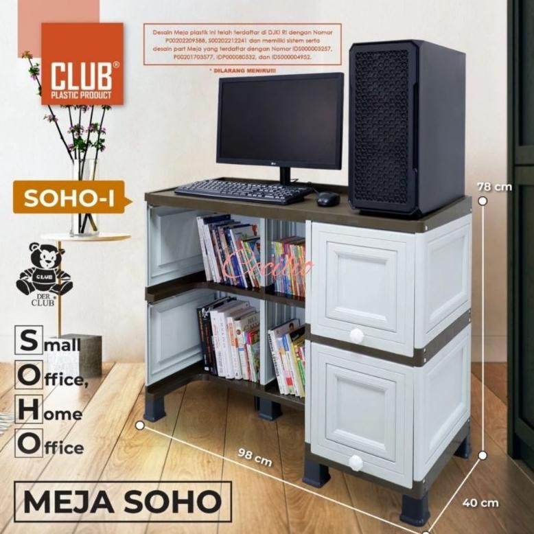CLUB Meja SOHO I Meja Kabinet Plastik Dengan Laci Meja Kerja Plastik Minimalis Murah Meja Tulis Plas