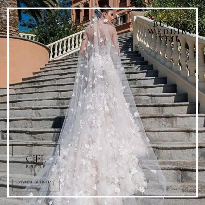 wedding veil tabur bunga satu layer
