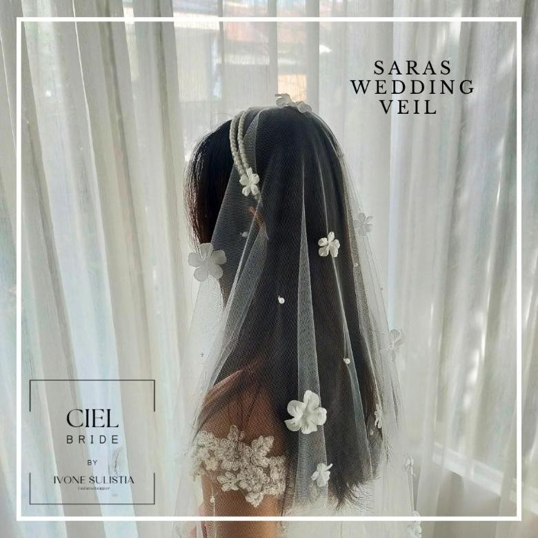 wedding veil bando waist length tabur bunga da mutiara