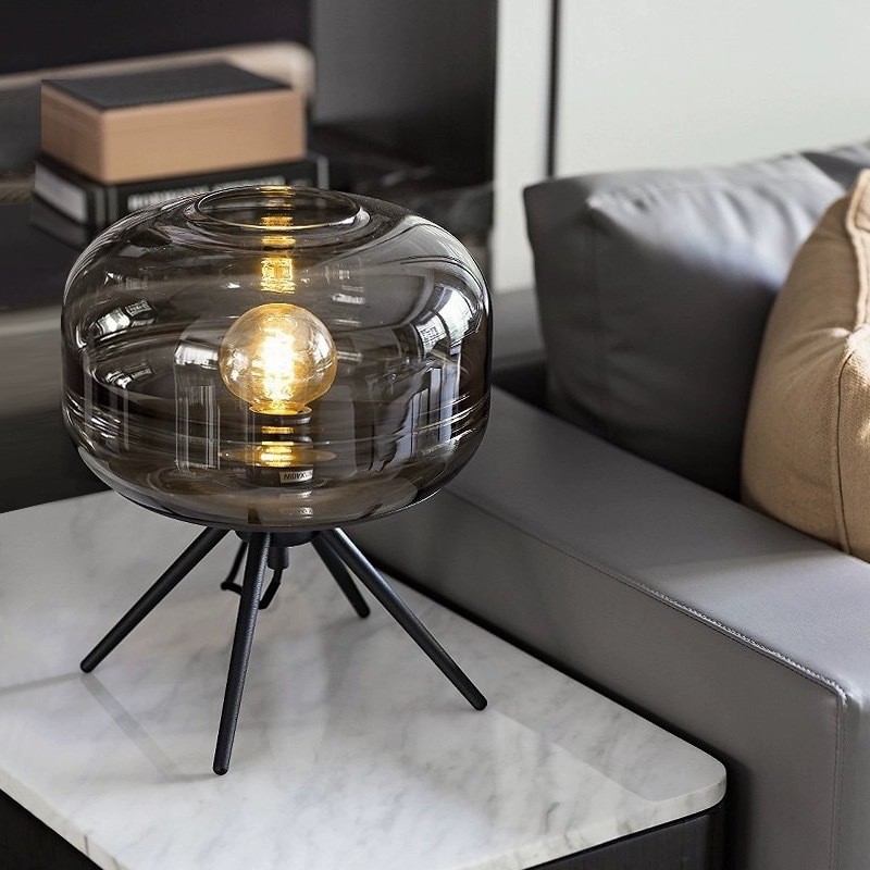 Lampu Meja Kaca Nordik Pencahayaan Dekorasi Rumah Desain Kreatif Lampu Malam Samping Tempat Tidur La