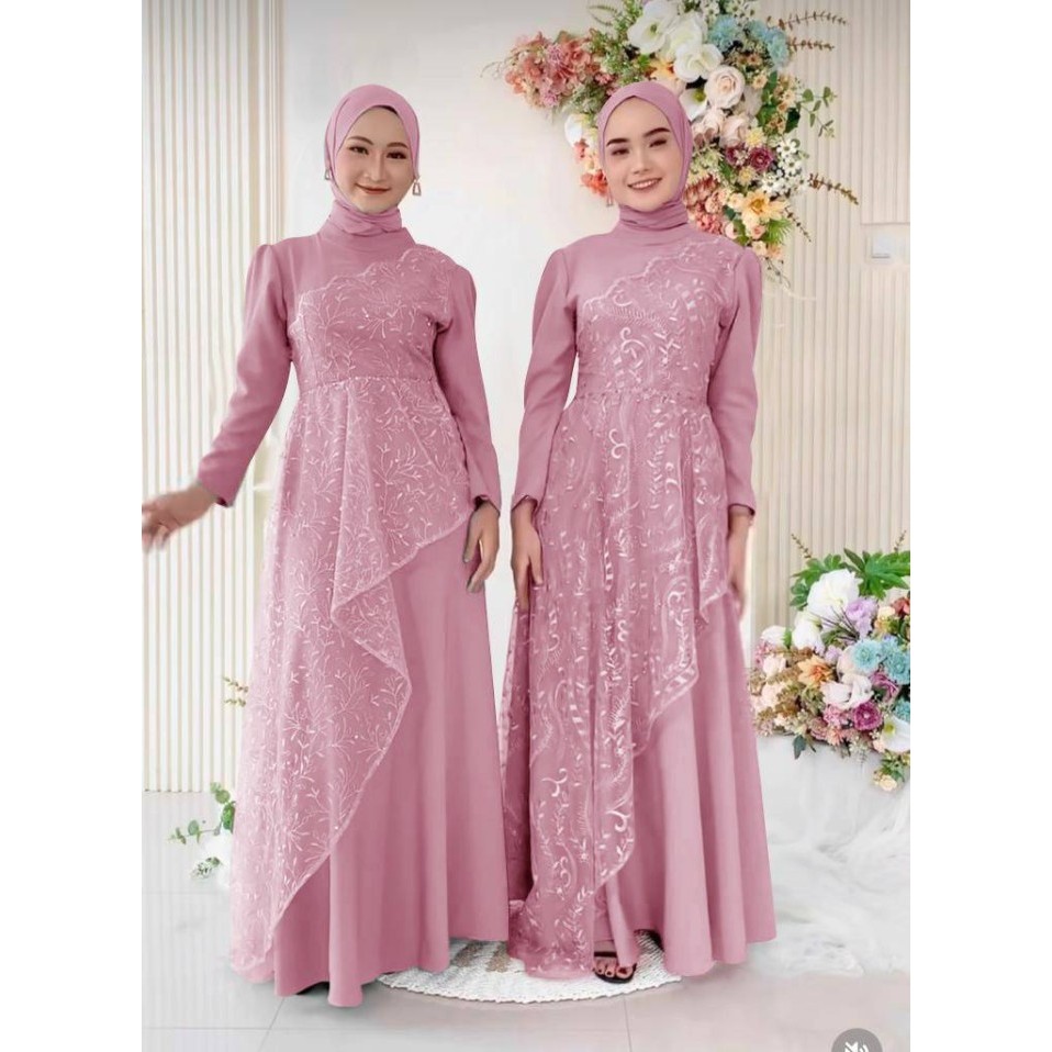 Maxi Tiana Gamis Brukat Muslim Dress Kondangan Model Baru 2023 Dewasa