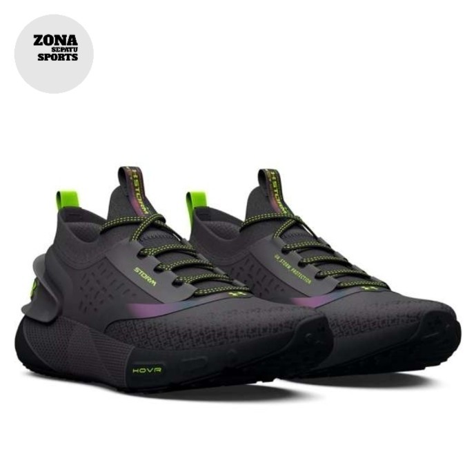 Sepatu Under Armour Hovr Phantom 3 Storm Black Green Running Shoes Men's BNIB