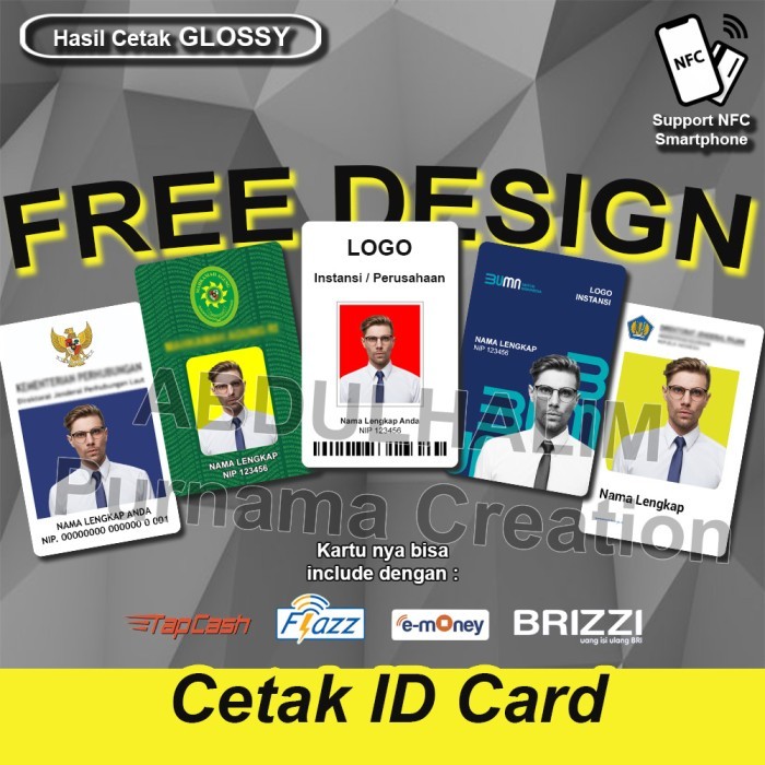 

Cetak ID Card Pegawai Free Desain nametag IDCARD bisa etoll bisa NFC HP