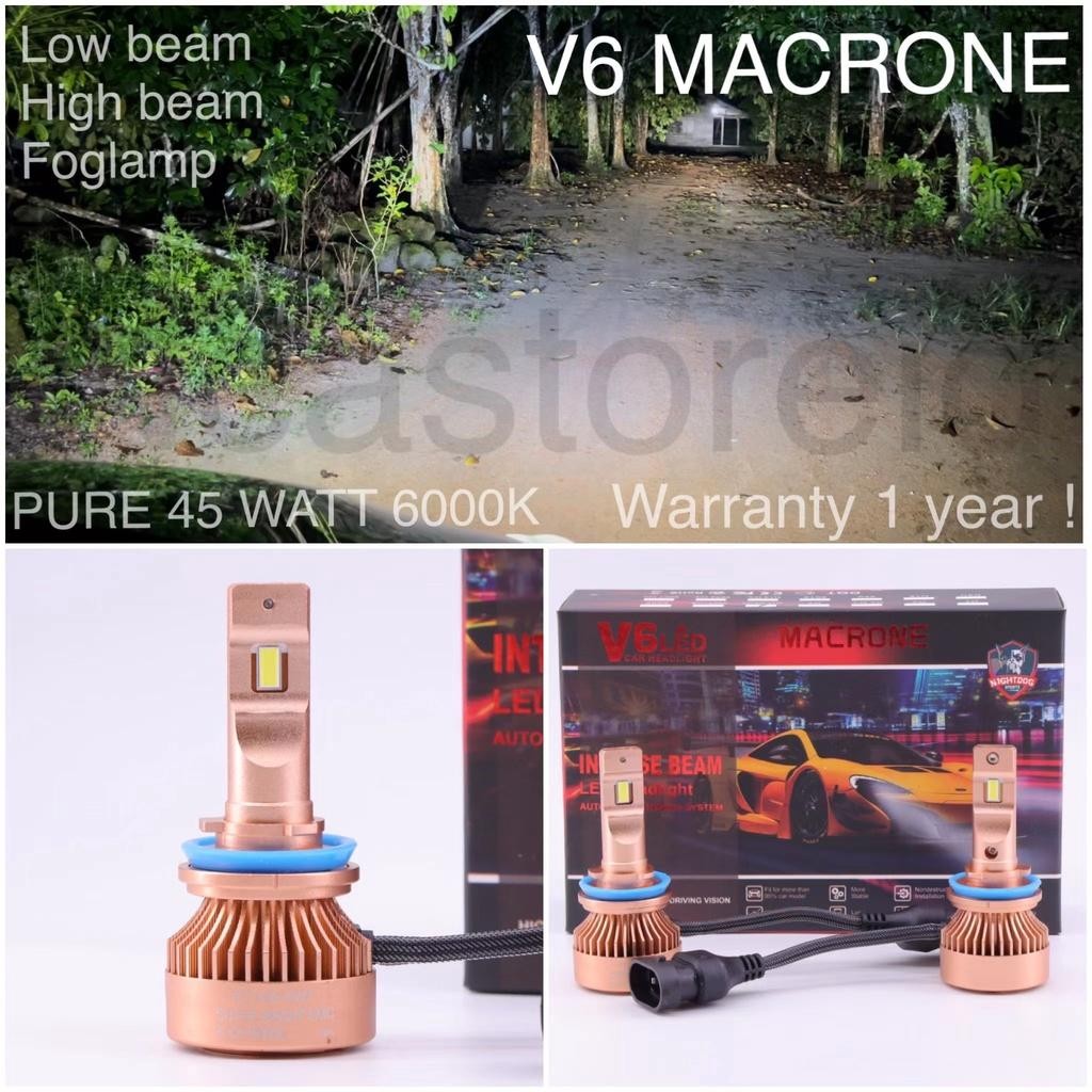 Lampu Led V6 Macrone Headlight H11 6000K