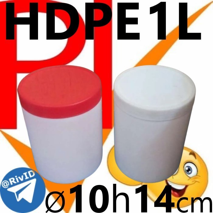 FREE ONGKIR Toples HDPE 1000ml 1L Jar Tabung Plastik Putih 1 L Serbaguna 1000 mL