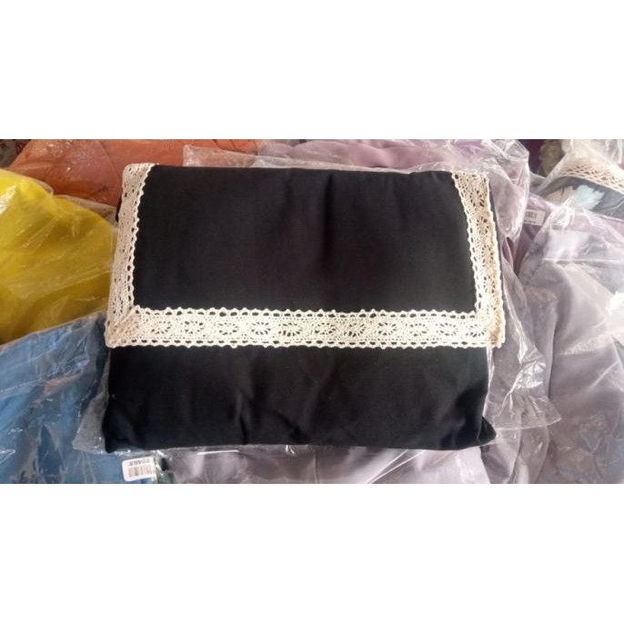 Mukena Dewasa Nabila Renda Rajut Polos - Hitam Black Rea_Santori