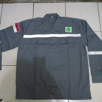 Baju Kerja Safety Plus Logo / Baju Proyek / Seragam Safety Abu - Abu