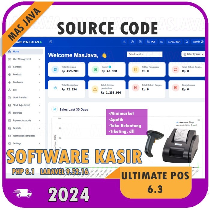 JUAL Source Code Aplikasi Kasir POS UltimatePOS 3.4 (Laravel)
