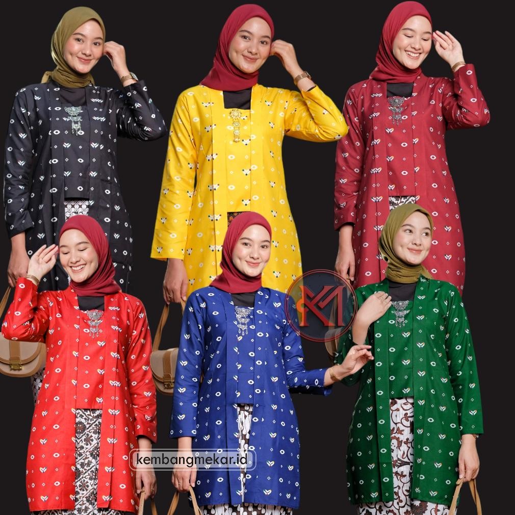 marin setelan kebaya kutubaru jumputan tunik exlusive