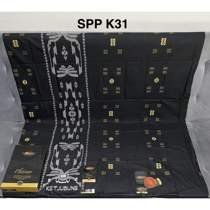 Terbaru | Sarung Ketjubung Platinum Gold Spp Hitam Putih