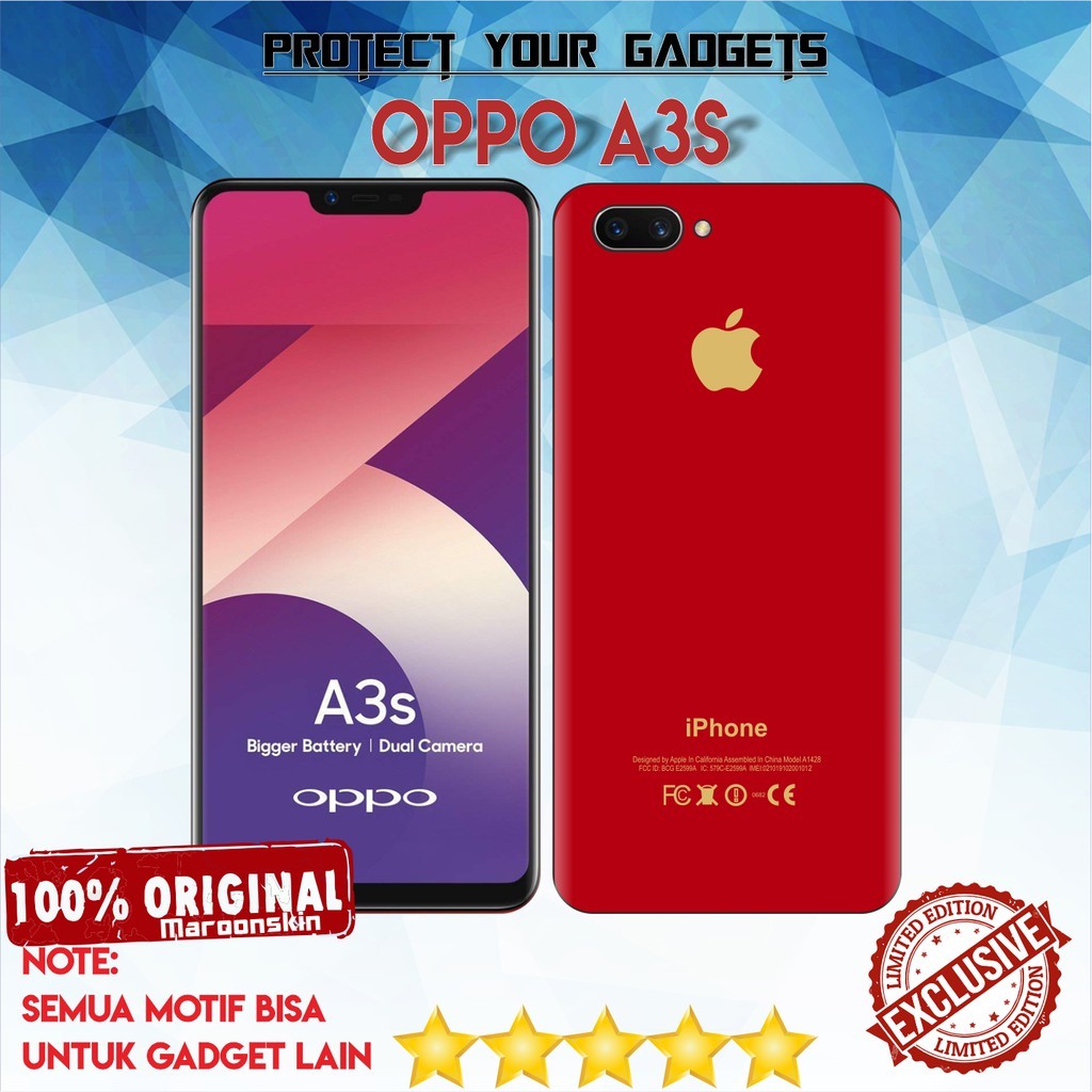 

*PromoTerjangkau* Oppo A3s Garskin Wrap Stiker Premium / X Casing Case COD