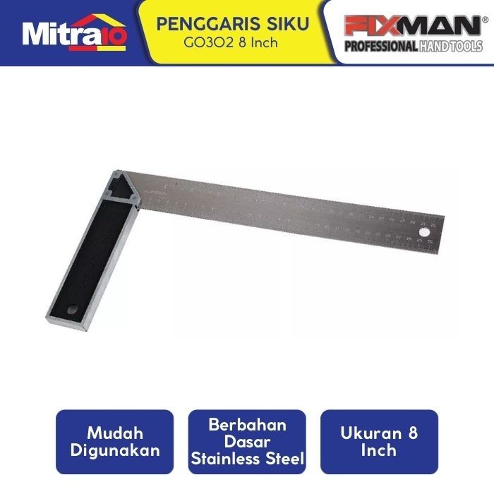 

Fixman Penggaris Siku 8 Inch G0302