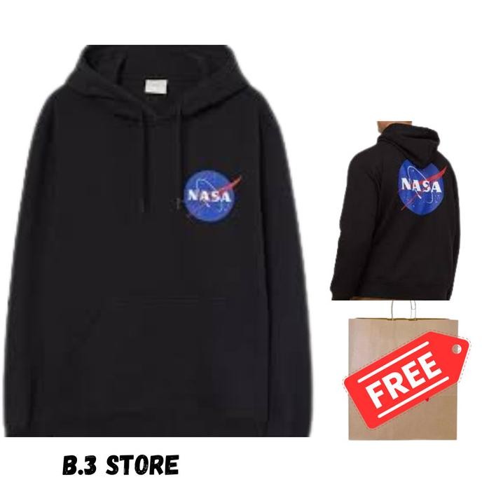 Bagus  Jaket/Hoodie Pria&Wanita Hnm Nasa Global Black Fulltag Premium