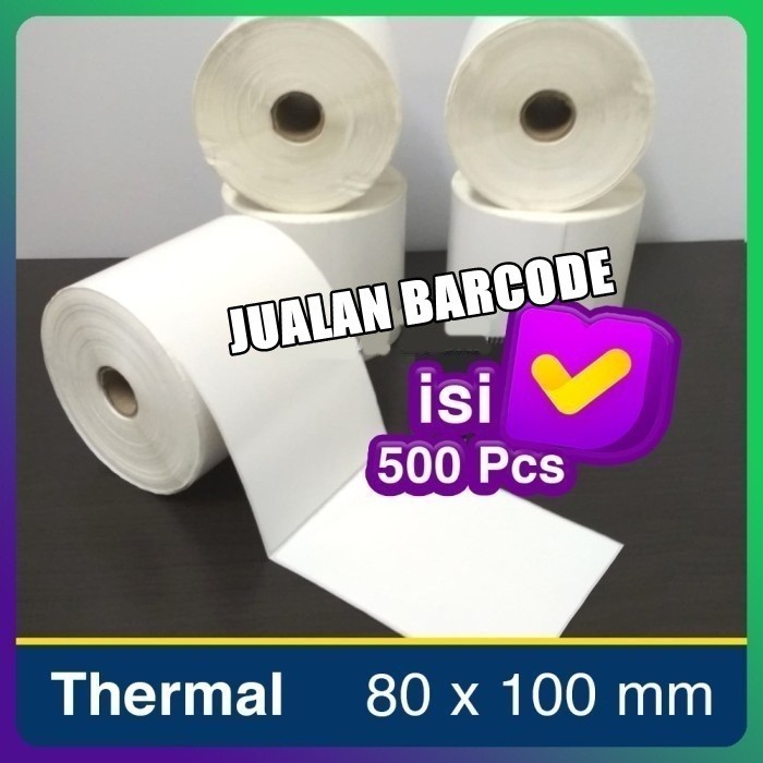 

PROMO! RESI Label Barcode 80 x 100 Kertas Sticker Thermal 80x100 mm (500 pcs)