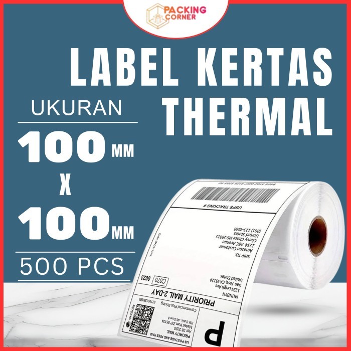 

TERLARIS! Kertas Sticker Stiker Label Thermal 100x100 100 x 100 10x10 Isi 500