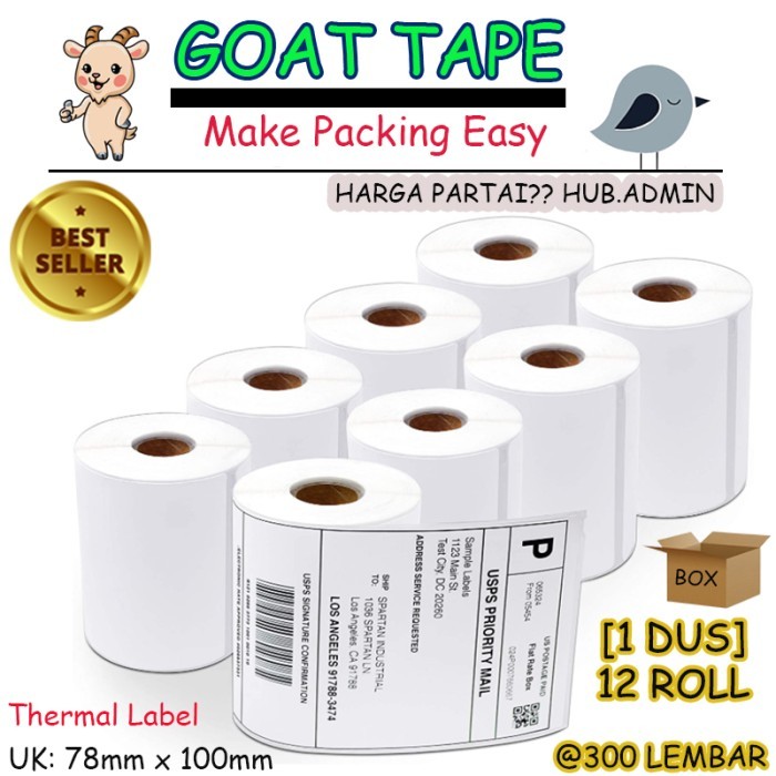 

Label Thermal 78X100 [BOX] Label Printer Barcode 78 X 100 mm 300 Pcs