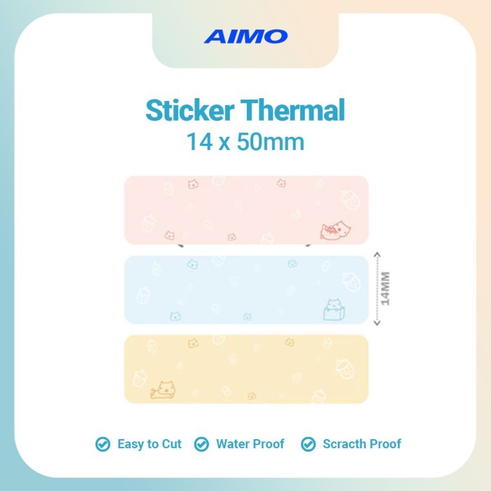 

AIMO Sticker Thermal Paper 14mm X 50mm 1/2" X 1 7/8" Self-Adhesive Label Tape Compatible with AIMO