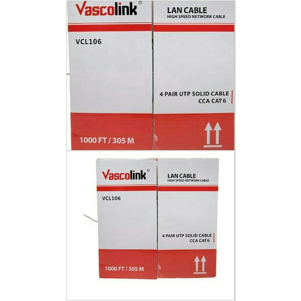 kabel lan vascolink cat 6 indoor original / asli 1 box (dus)