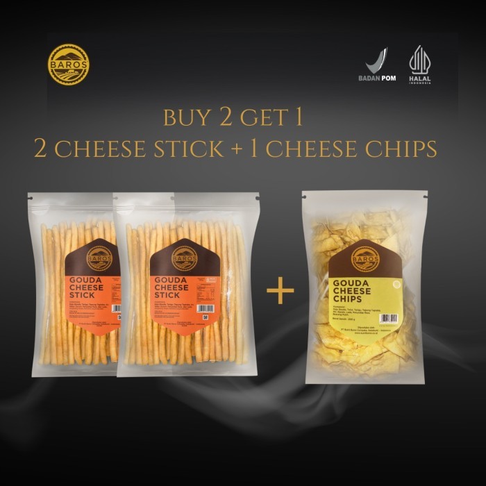 

[BUY 2 GET 1] 2 Gouda Cheese Stick FREE 1 Gouda Cheese Chips - Plastik 150 gr x 3 Pcs Stik Keju