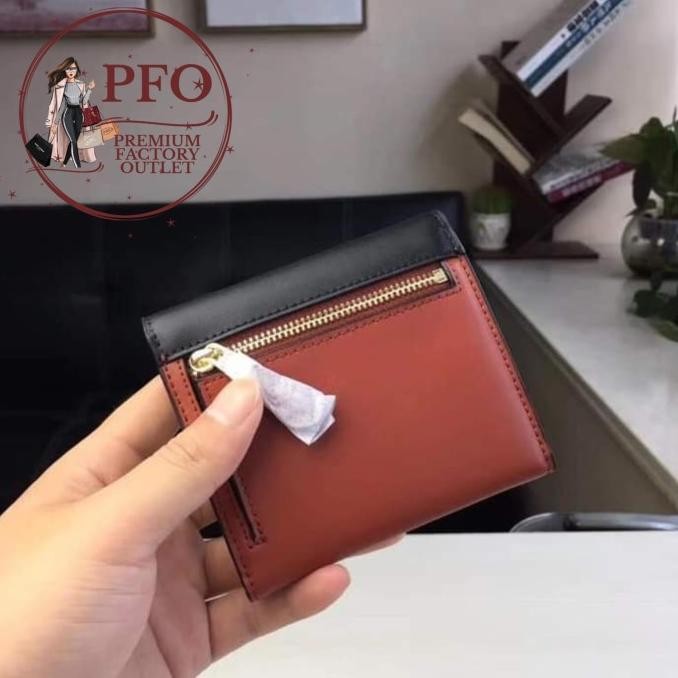 Ready COCH F31548 Small Wallet In Colorblock Sign Canvas Black Tan