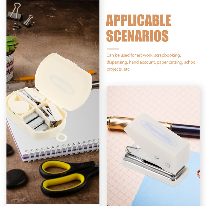 

Hand Tool Box Tape Dispenser Desk Cute Scrapbooking Tools Kit No Staple Stapler Mini School Supplies