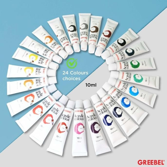 

GREEBEL CAT AKRILIK ACRYLIC 10 ML 24 WARNA Untuk Anak Art Melukis HT