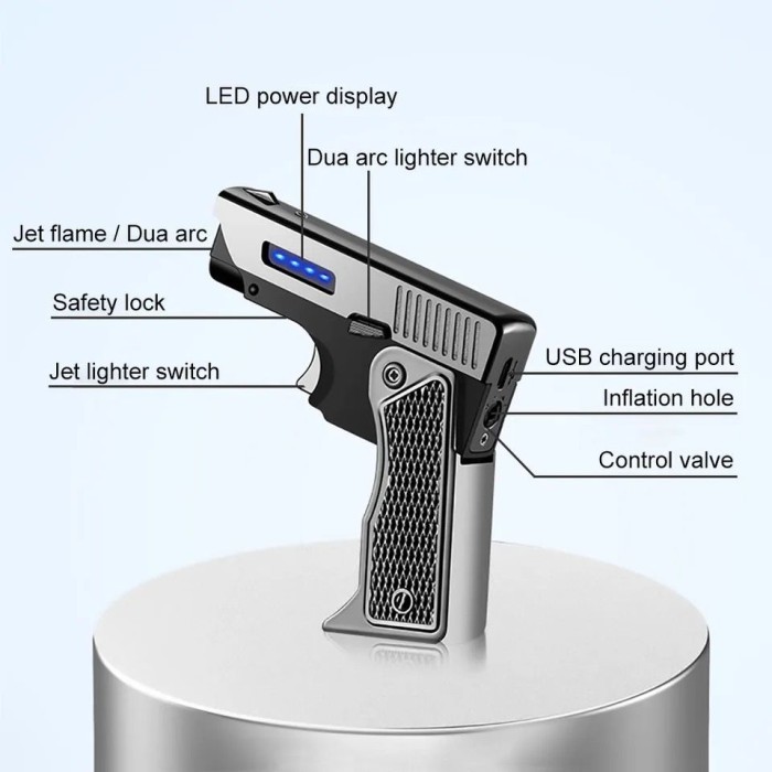 Terbatas Mancis Korek Lipat Dual Fungsi Aw856 Gas & Elektirk Korek Pistol Gift