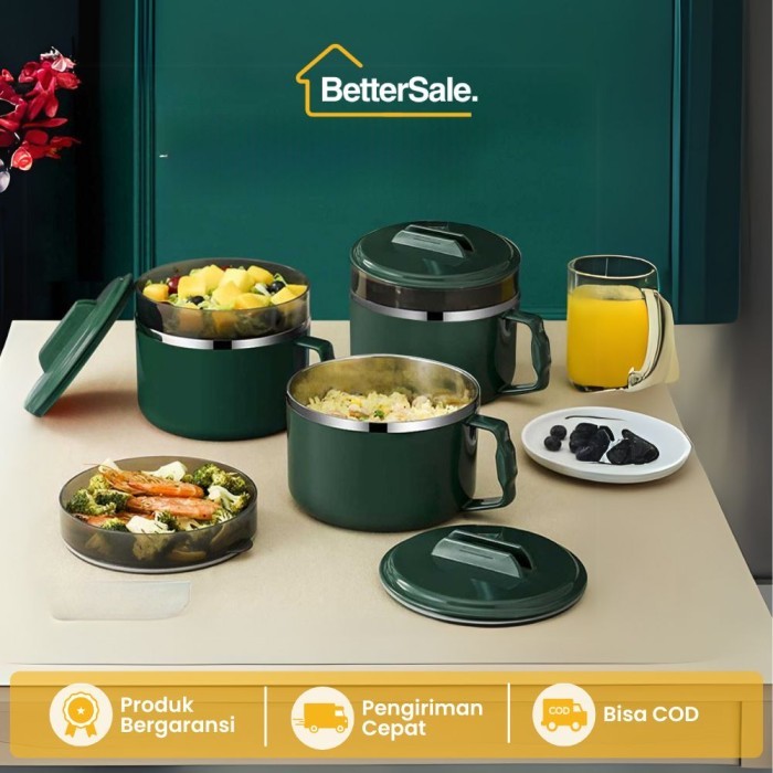 Kotak Makan Mangkok Lunch Box Stainless Steel / Portable Bowl 1500ml