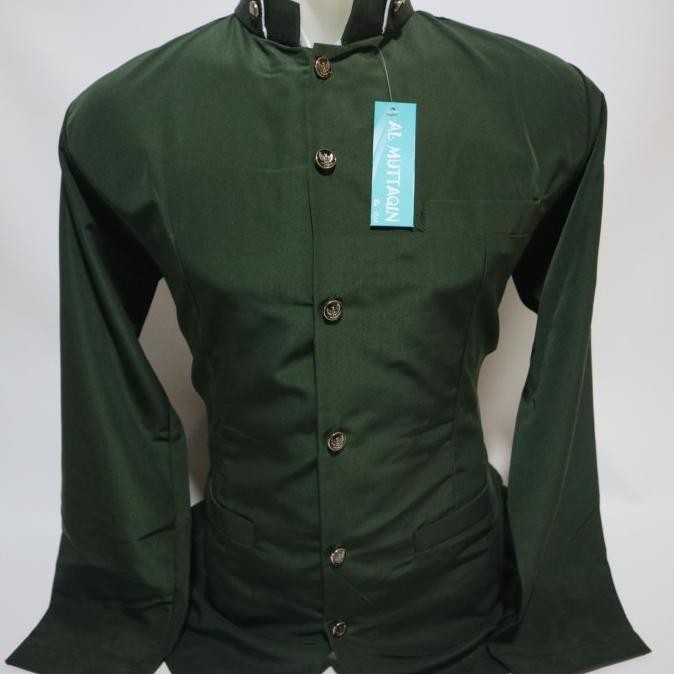 Busana Muslim Pria Baju Koko Jas Koko Jasko Hijau Polos Al Muttaqin Terlaris