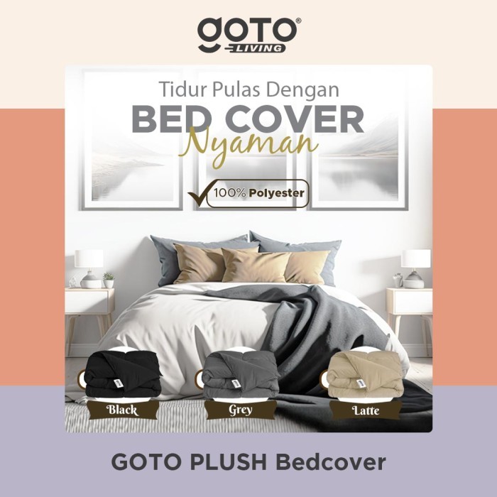 Goto Plush Bed Cover Selimut Dewasa Bedcover Polos Halus Lembut Tebal