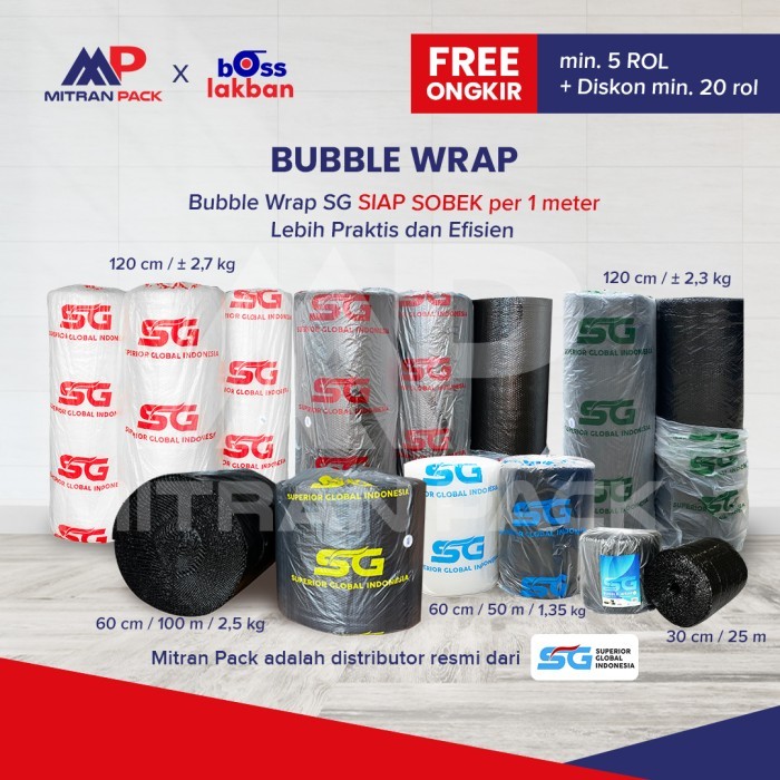 

Bubble Wrap SG Siap Sobek Bening Hitam 120 cm x 50 meter