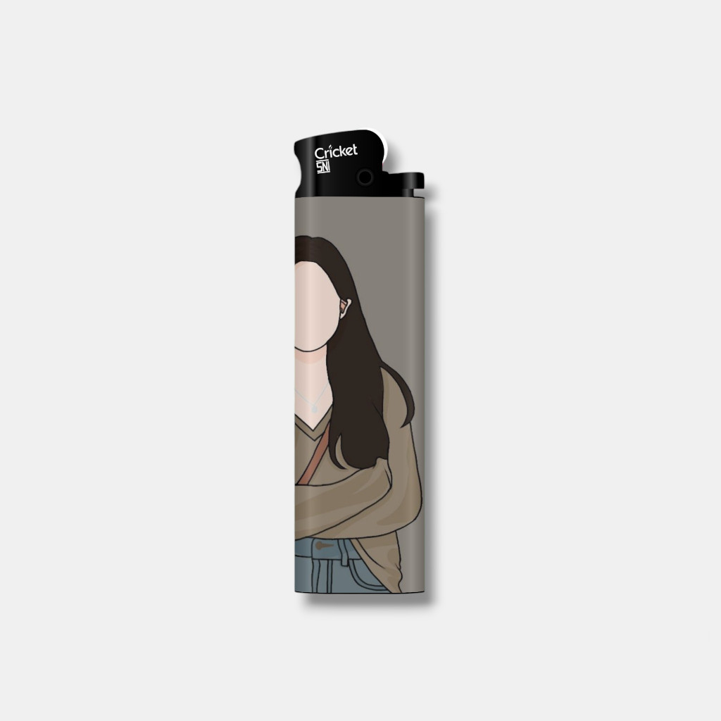 

*PromoTerjangkau* Korek Api Cricket Girl Aesthetic Unik Keren Lighter Garskin Wrap Stiker Premium / X Casing Case COD