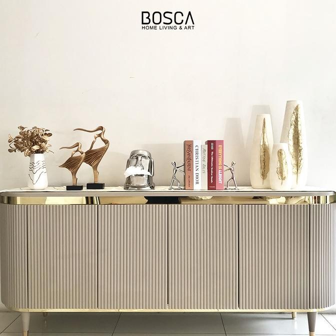 Bosca Living - Meja Credenza Kabinet TV Abu Gold / Meja TV Credenza / Meja Bufet Minimalis Modern Me