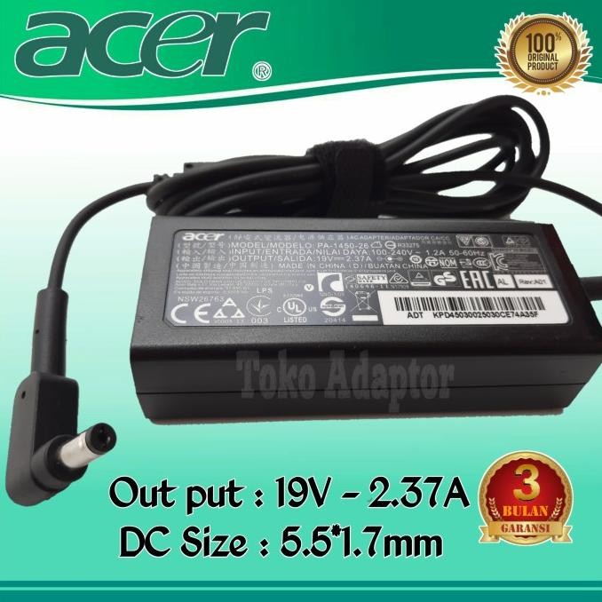 Original Charger Adaptor Acer Aspire 3 A314 Series MODEL N20Q1 45W