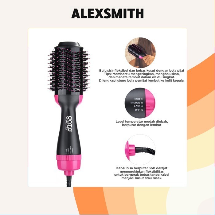 Goto Sirlo Hair Dryer Comb Sisir Blow Pelurus Curly Pengering Rambut