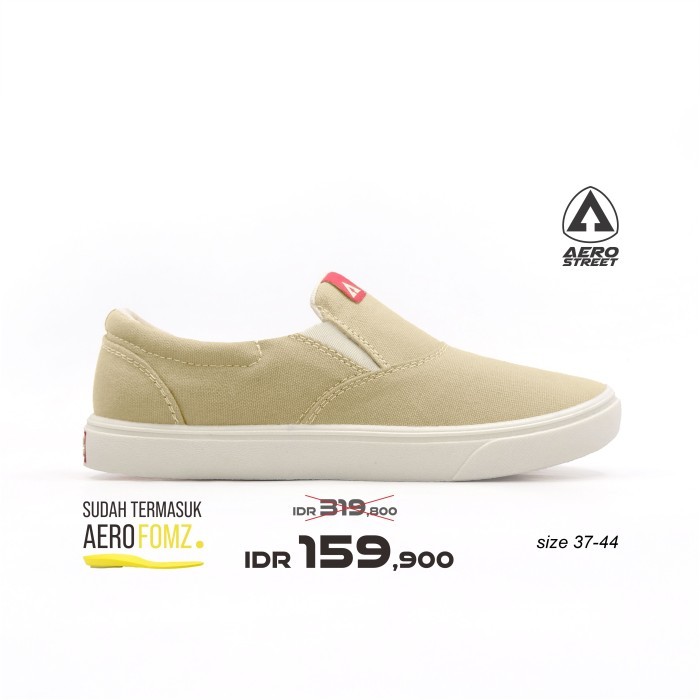 Aerostreet 37-44 Comfy Natural Krem Krem - Sepatu Slip On