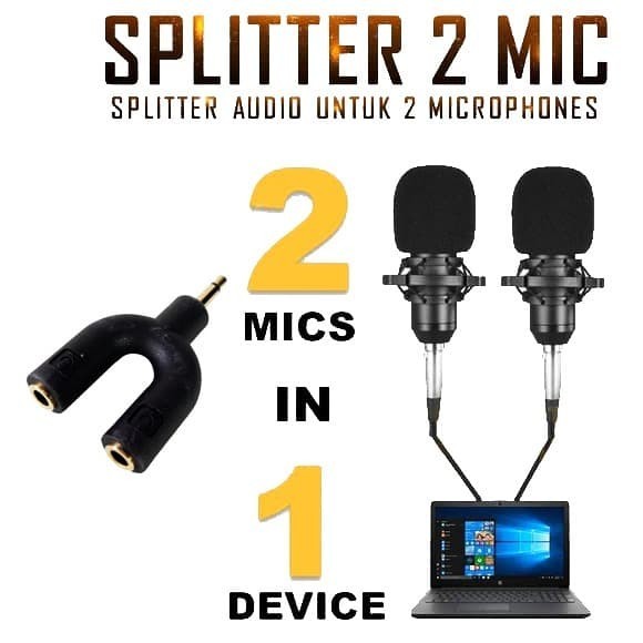 Audio Splitter 2 Mic Adapter Dual Mikrofon Microphone SP-40