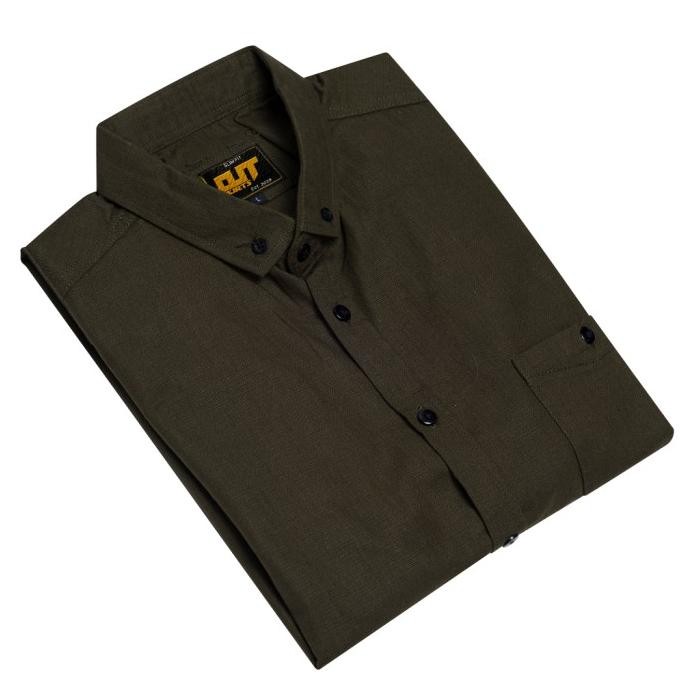 PROMO Kemeja Flanel Lengan Panjang Warna Hijau Army Unisex Pria Wanita Terlaris