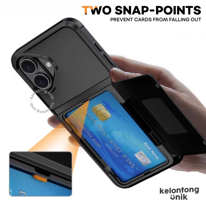 

SALE TERLARIS (FOR IPHONE 11 - 13) BLACK ALLOY MAGIC DOOR CARD CASE - HARDCASE/ CASING HP FOR IPHONE