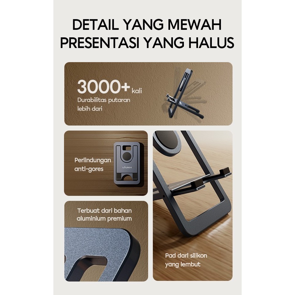 

SALE TERLARIS VIVAN VH04 FOLDABLE PHONE STAND HOLDER DESKTOP ALUMINUM ALLOY PORTABLE READYY