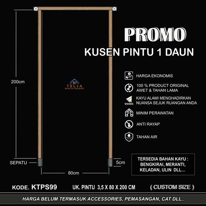 KUSEN PINTU WC TUNGGAL KAYU BELIAN KALIMANTAN GRADE A. KTB510