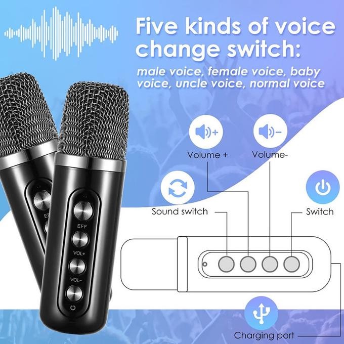 Karaoke Bluetooth Speaker Wireless 2 Mic Tv Aux  Ktv Equipment Original Dan Terpercaya