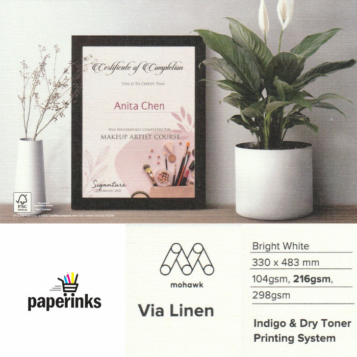 VIA LINEN DIGITAL BRIGHT WHITE 298 gsm Fancy Digital Paper
