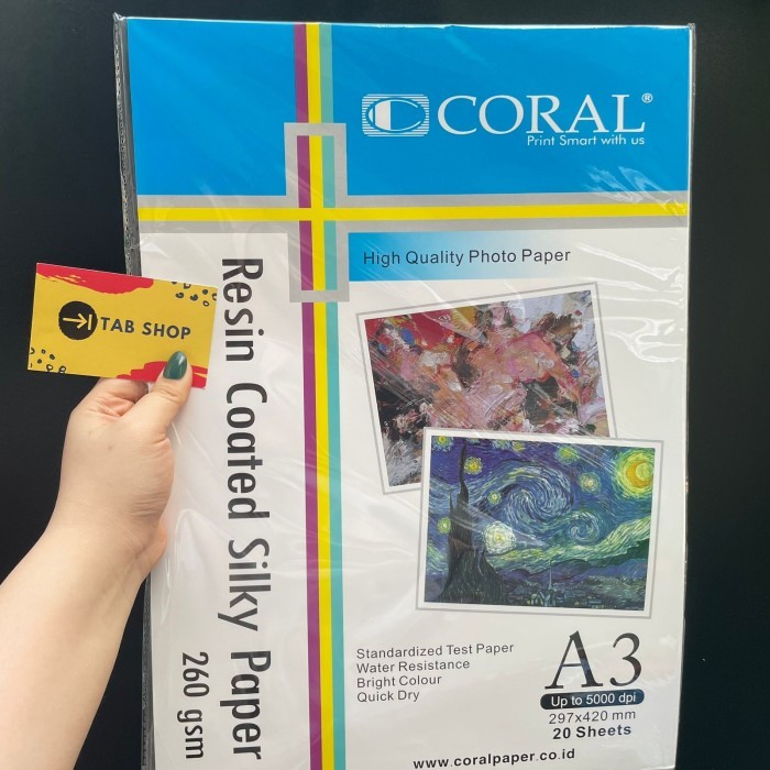 

CORAL RESIN COATED SILKY PHOTO PAPER A3 260 GSM 20 LEMBAR