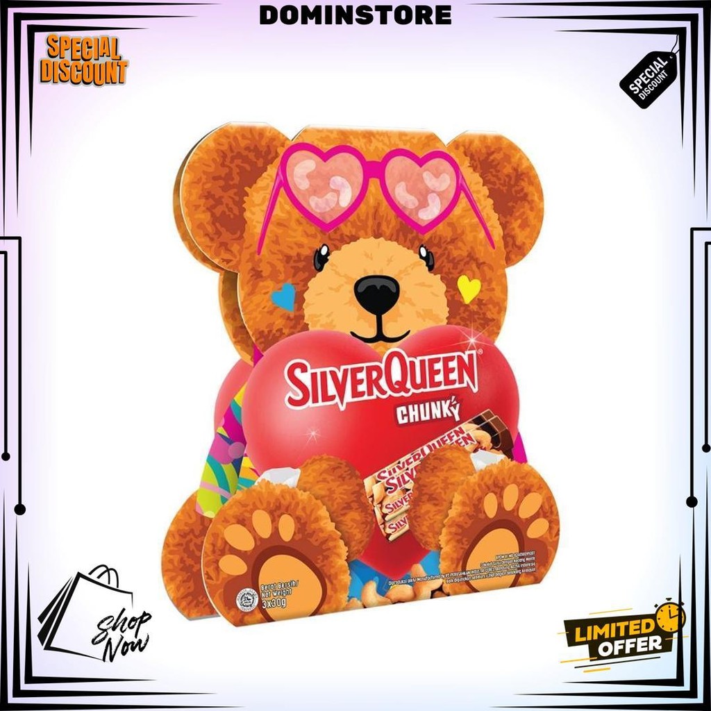 

Ready Silverqueen Chunkybar Valentine Bear Isi Mede 3 Pcs 26Gr D Promo 2.2