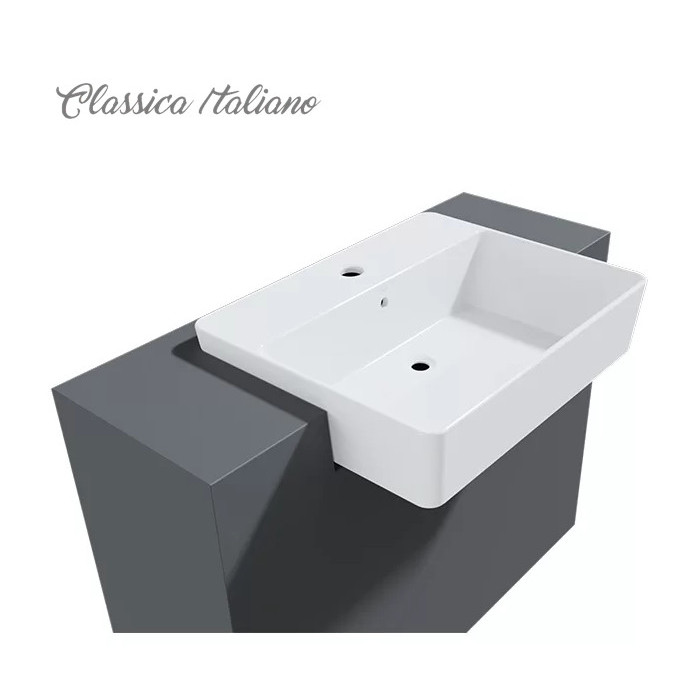 CLASSICA ITALIANO Art basin kamar mandi keramik semi tanam kotak putih
