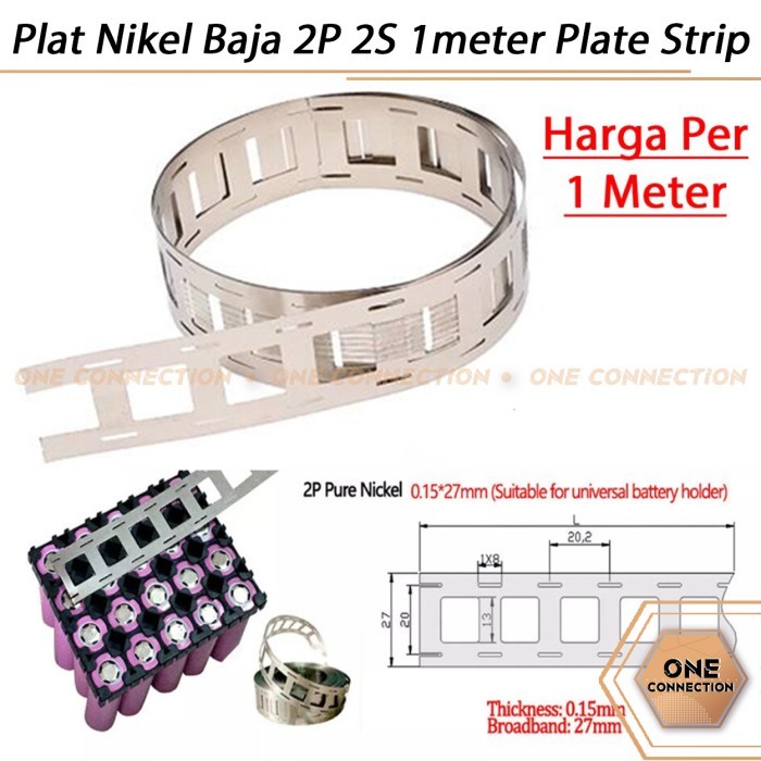 Plat Nikel Baja 2P 2S 1meter Plate Strip Nickle Steel 1m Baterai 18650