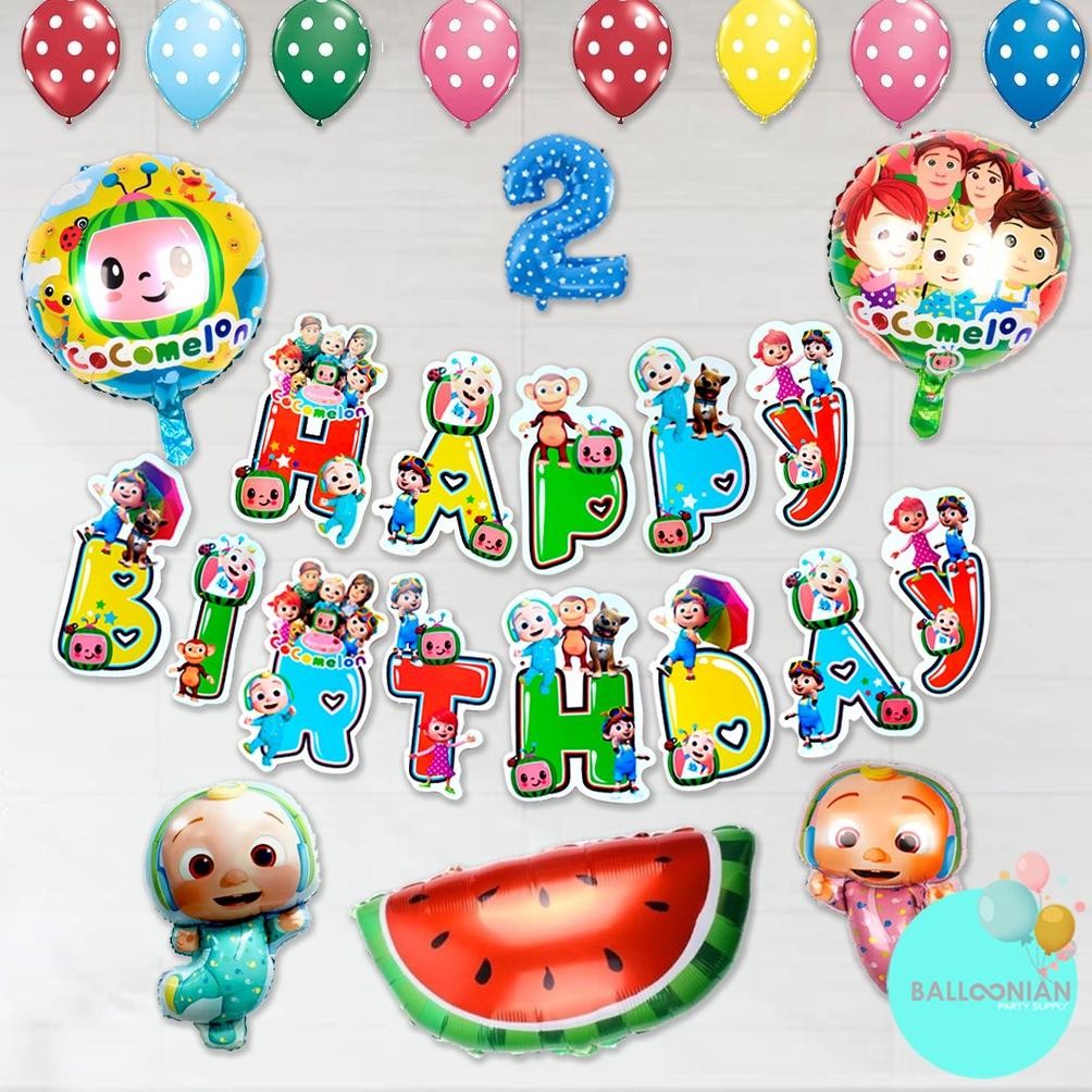 COD COCOMELON SIMPLE DECORATION SET/DEKORASI ULTAH ANAK/BALON FOIL BABY/BALLOON COCOMELON Ez23