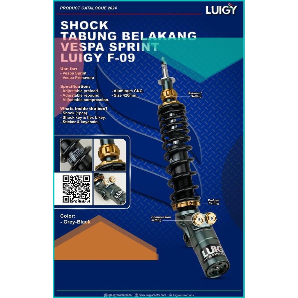 Shock Tabung Shockbreaker Tabung Belakang Vespa Matic Sprint Primavera
